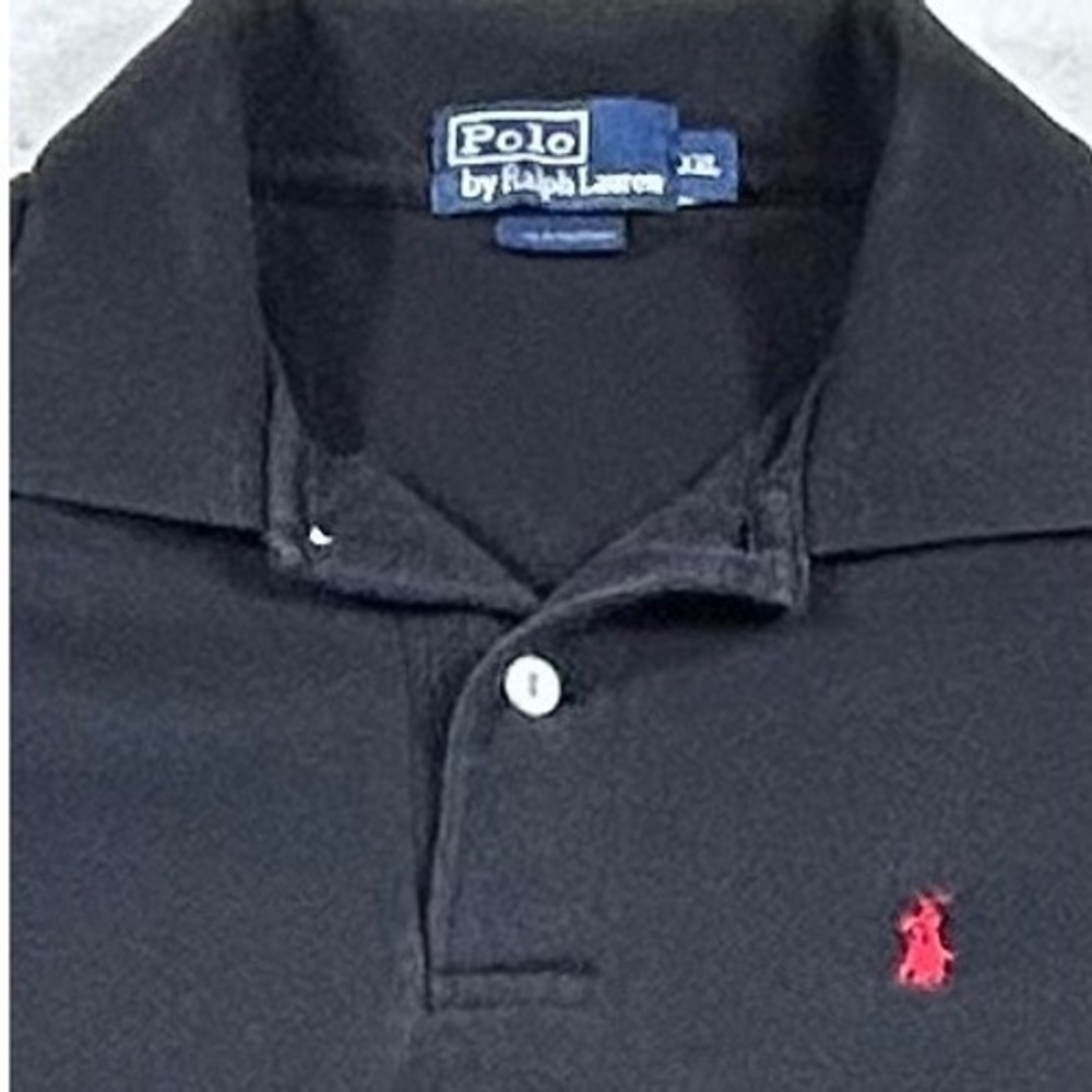 Polo Ralph Lauren Mens Long Sleeve Polo Shirt Black Red Pony Logo XXL Cotton